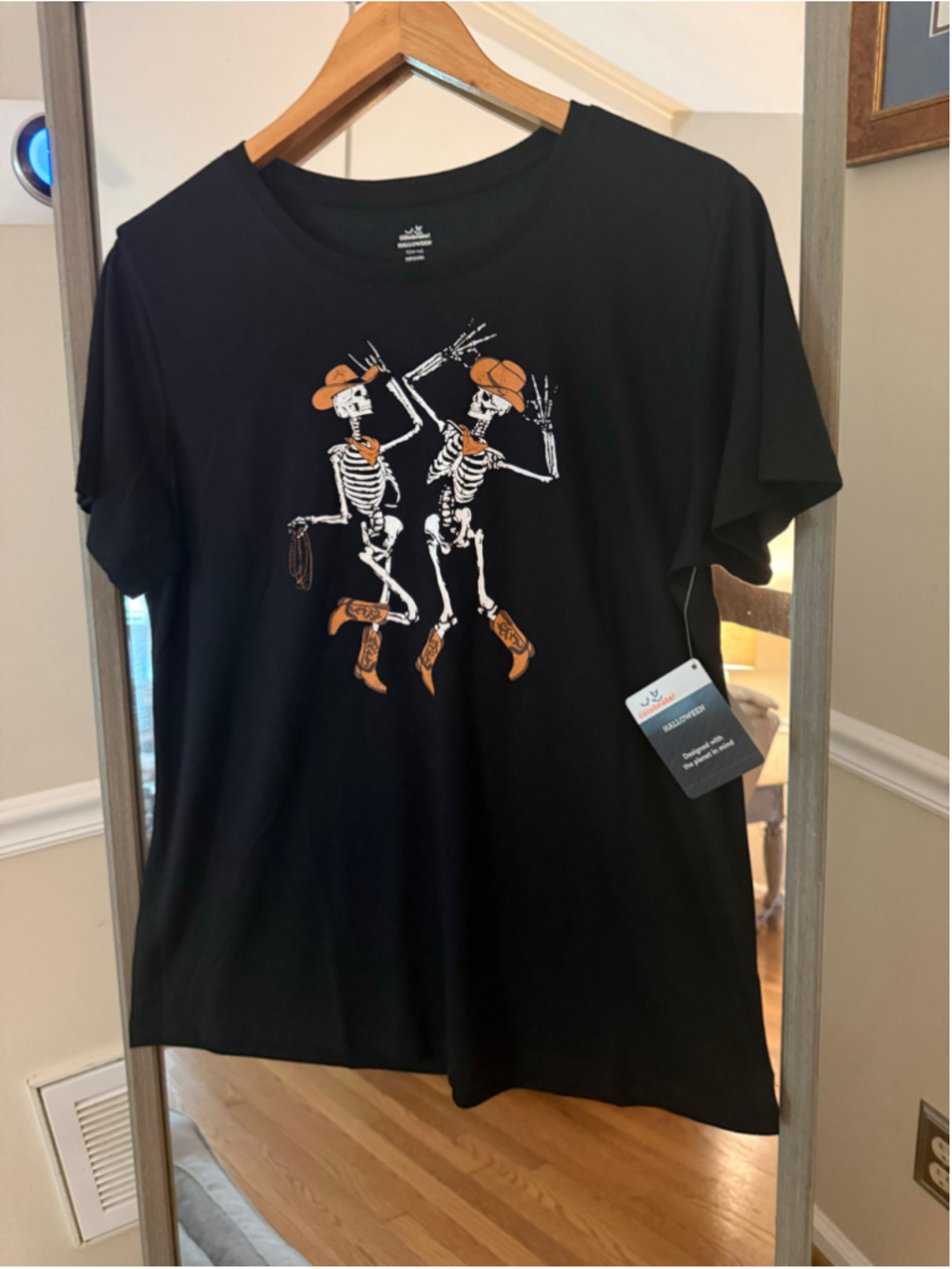Girls Way to Celebrate Halloween Skeleton Cowboy T-Shirt Black Size 12